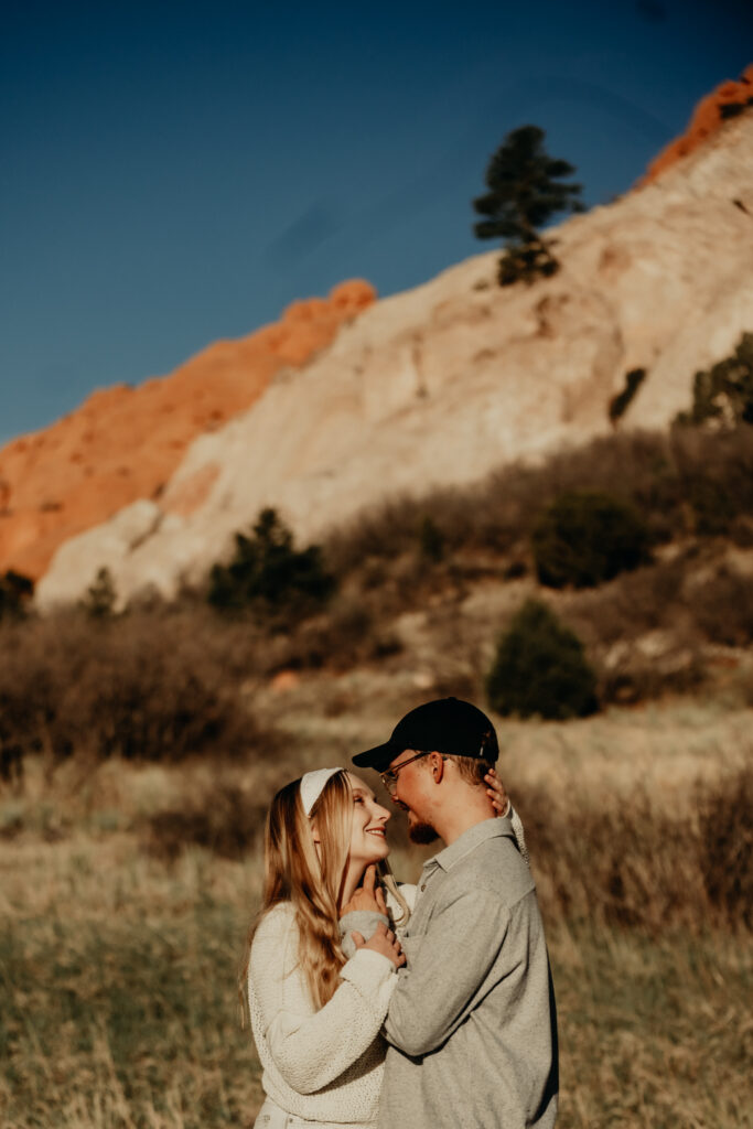 Callie posing for a portrait during a morning photo session at Garden of the Gods, unaware of the upcoming surprise proposal.
