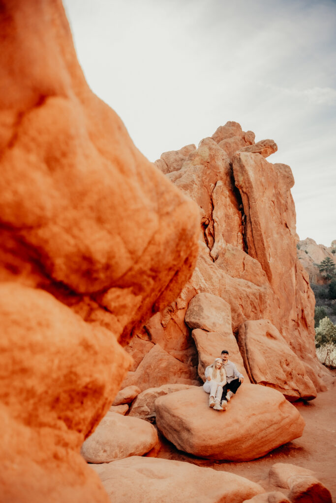 Nick and Callie cuddled up on the Garden of the Gods Rock. 