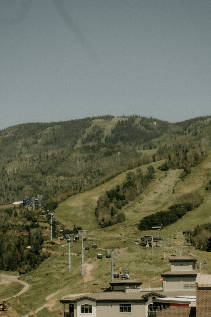 view from out the hotel resort window of the steamboat gondolas