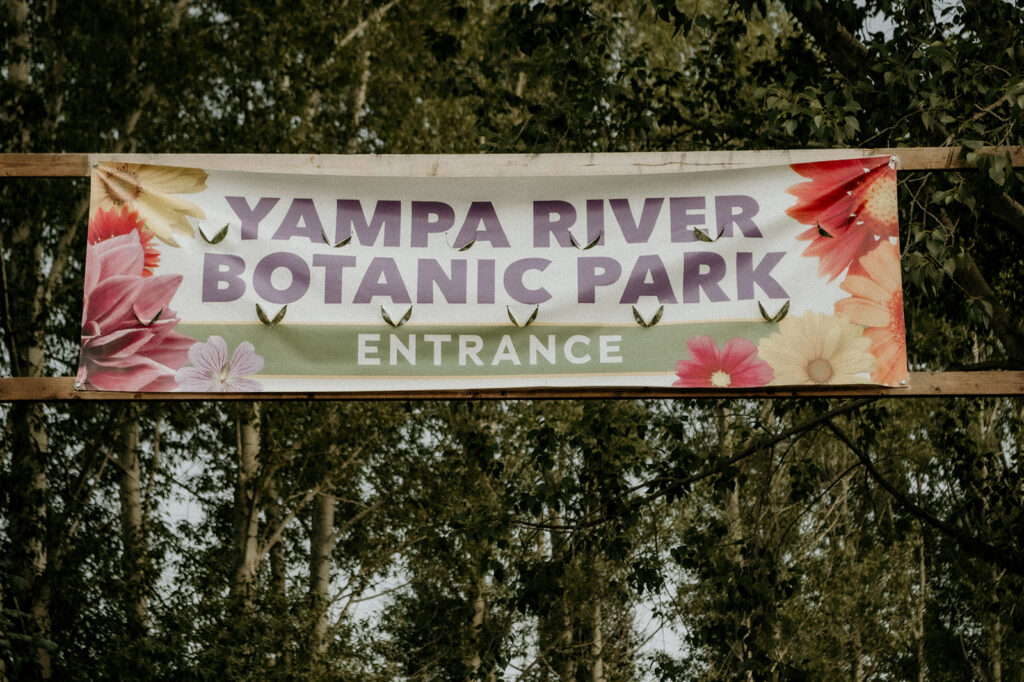 yampa river botanic park entrance sign right off the parking lot